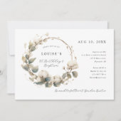 1e Verjaardag Dop Katoen & eucalyptus krans Kaart (Voorkant)