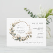 1e Verjaardag Dop Katoen & eucalyptus krans Kaart (Staand voorkant)