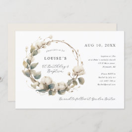 1e Verjaardag Dop Katoen & eucalyptus krans Kaart