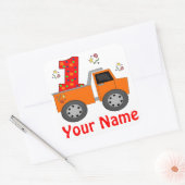 1e Verjaardag Dump Truck Gepersonaliseerde Sticker (Envelop)