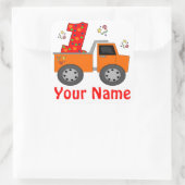 1e Verjaardag Dump Truck Gepersonaliseerde Sticker (Tas)