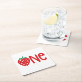 1e verjaardag één aardbei kartonnen onderzetters (Insitu)