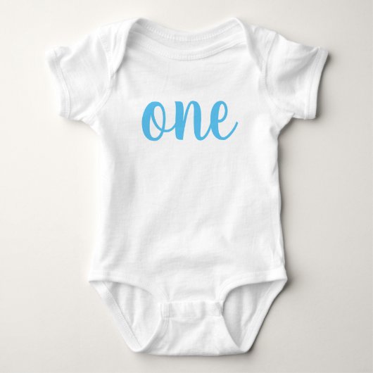 1e verjaardag één Baby Bodysuit Blue (Voorkant)