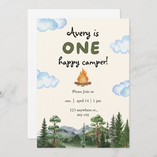 1e verjaardag een gelukkige camper uitnodiging (Voorkant / Achterkant)