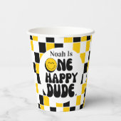 1e verjaardag een gelukkige kerel jongen verjaarda papieren bekers (Achterkant)