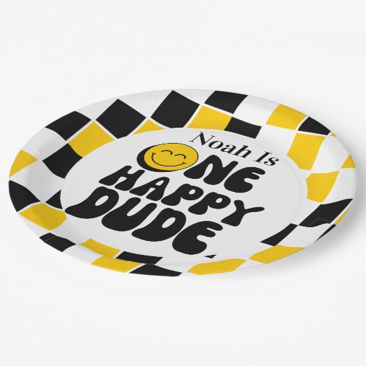 1e verjaardag een gelukkige kerel verjaardag papieren bordje (Gekanteld)