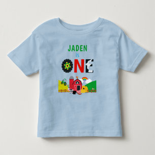1e verjaardag één jaar oud Boerderij geboortedag Kinder Shirts