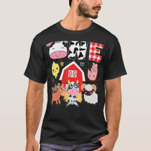 1e verjaardag één jaar oud Boerderij thema dieren  T-shirt