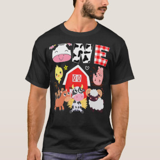 1e verjaardag één jaar oud Boerderij thema dieren T-shirt