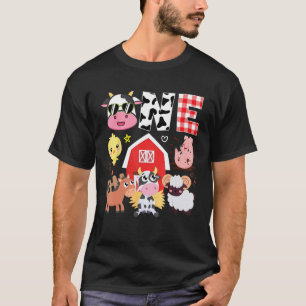 1e verjaardag één jaar oud boerderij thema koe die t-shirt