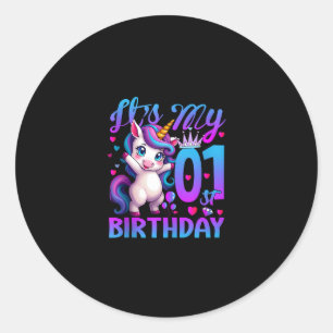1e verjaardag eenhoorn Het is mijn 1e verjaardag T Ronde Sticker