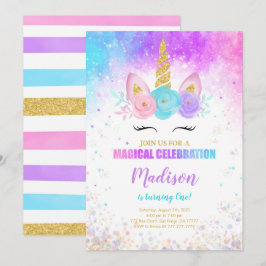 1e Verjaardag Eenhoorn Party Uitnodiging