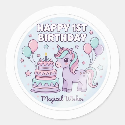 1e verjaardag eenhoorn sticker (Voorkant)