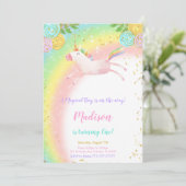 1e verjaardag eenhoorn uitnodiging (Staand voorkant)