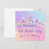 1e verjaardag eenhoorns cupcakes girly leuke kaart (Voorkant / Achterkant)