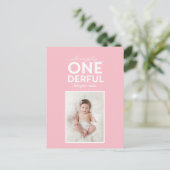 1e verjaardag eenvoudig onederful kleurrijke typog briefkaart (Staand voorkant)