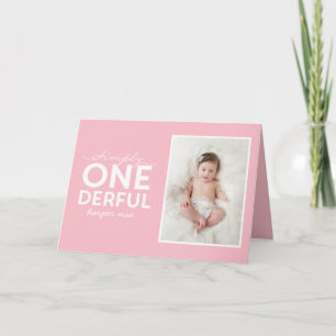 1e verjaardag eenvoudige , kleurrijke typografie kaart