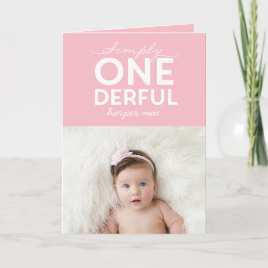 1e verjaardag eenvoudige , kleurrijke typografie kaart (Voorkant)