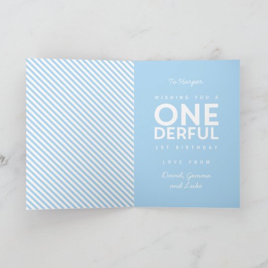 1e verjaardag eenvoudige , kleurrijke typografie kaart (Binnen)