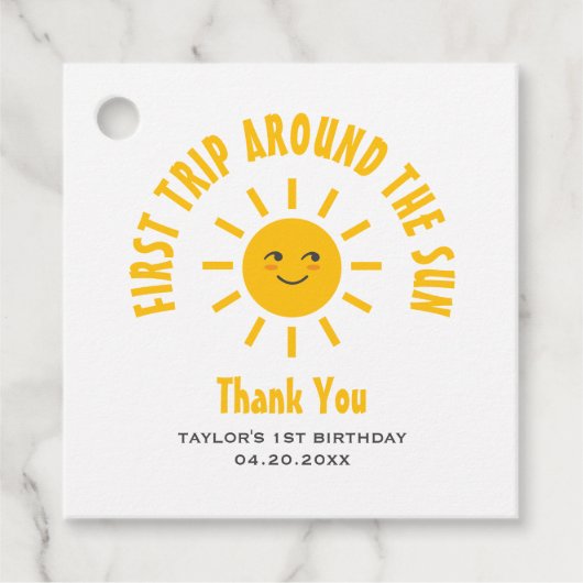 1e verjaardag Eerste reis rond de zon Bedankjes Labels (Voorkant)