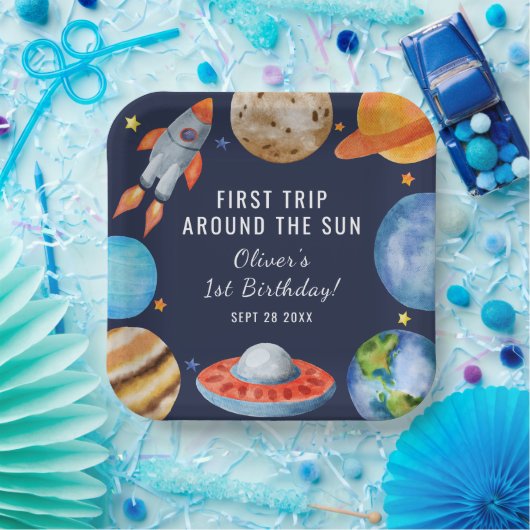 1e Verjaardag Eerste Reis Rond de Zon Papieren Bordje (Feest)