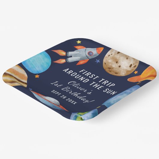 1e Verjaardag Eerste Reis Rond de Zon Papieren Bordje (Gebogen)