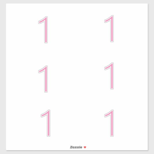 1e Verjaardag Eerste Roze Nummer Een Aangepaste Le Sticker (Vel)