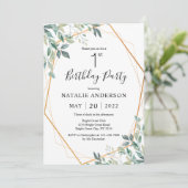 1e verjaardag Elegant Eucalyptus Greenery en Gold Kaart (Staand voorkant)