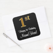 1e verjaardag - Elegant luxe Faux Gold-look # Vierkante Sticker (Envelop)