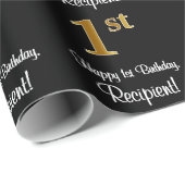 1e verjaardag: Elegant Luxurious Faux Gold Kijk # Cadeaupapier (Rol Hoek)