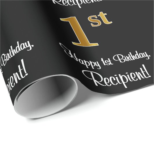 1e verjaardag: Elegant Luxurious Faux Gold Kijk # Cadeaupapier (Rol Hoek)