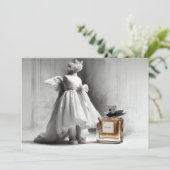1e verjaardag engel jurk & parfum kunst kaart (Staand voorkant)