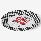 1e verjaardag Fast One Racing Car Party Papieren Bordje (Gekanteld)