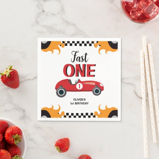 1e verjaardag Fast One Racing Car Party Servet (Insitu)