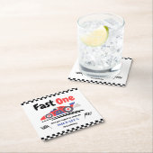 1e verjaardag Fast One Red Blue Race Car Kartonnen Onderzetters (Insitu)