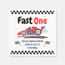 1e verjaardag Fast One Red Blue Race Car Servet