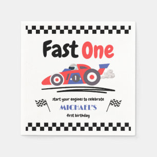 1e verjaardag Fast One Red Blue Race Car Servet