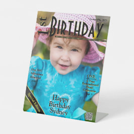 1e Verjaardag Faux Magazine Hoesje Reclamebord Met Voetstuk