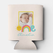 1e verjaardag Favor Custom Foto & Name Rainbow One Blikjeskoeler (Achterkant)