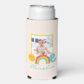 1e verjaardag Favor Custom Foto & Name Rainbow One Seltzer Blikjeskoeler (Seltzer Voorkant)