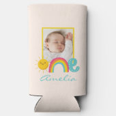 1e verjaardag Favor Custom Foto & Name Rainbow One Seltzer Blikjeskoeler (Achterkant)