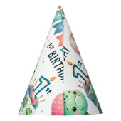 1e Verjaardag Feest Dinosaurus Boy Kinder Feesthoedjes (Achterkant)