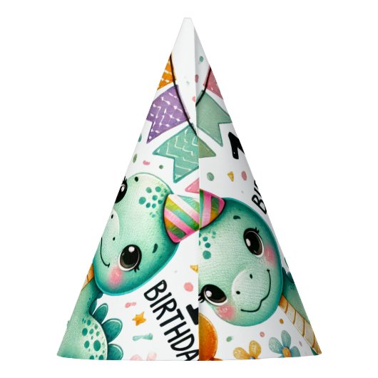 1e Verjaardag Feest Dinosaurus Boy Kinder Feesthoedjes (Achterkant)