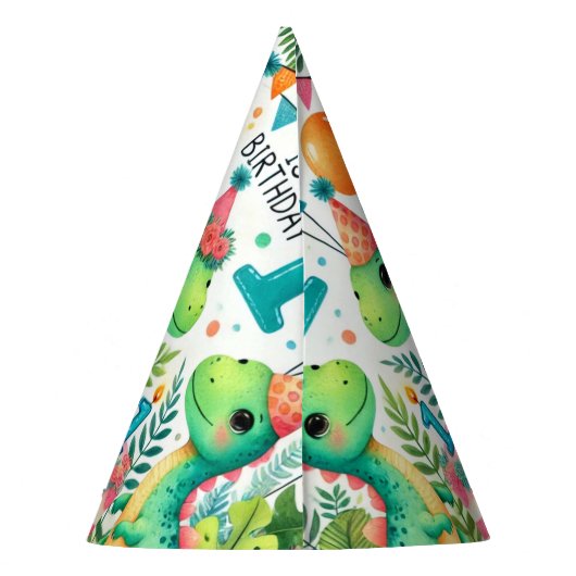 1e Verjaardag Feest Dinosaurus Boy Kinder Feesthoedjes (Achterkant)