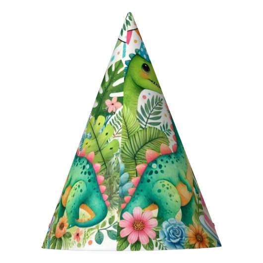 1e Verjaardag Feest Dinosaurus Boy Kinder Feesthoedjes (Voorkant)