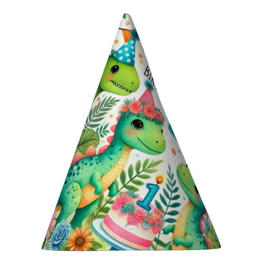 1e Verjaardag Feest Dinosaurus Boy Kinder Feesthoedjes (Rechts)