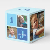 1e Verjaardag Feest Jongens Foto Collage Blauw Bedankdoosjes (Voorkant Zijde)