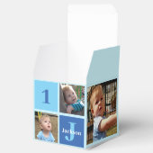 1e Verjaardag Feest Jongens Foto Collage Blauw Bedankdoosjes (Geopend)