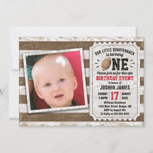 1e verjaardag Football van de Sport Rustic Brown F Kaart (Voorkant)