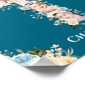 1e verjaardag Foto Blauwgroen Collage Blue Yellow  Poster (Hoek)